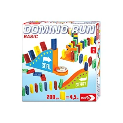 Image de Noris 606062022 Domino Run Basic Lot de 200 Pierres et Une Rampe pour Un Parcours Impressionnant À partir 3 Ans