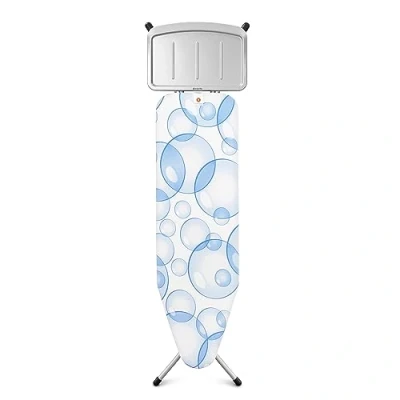 Image de Brabantia Table à Repasser Taille B PerfectFlow pour Centrale Vapeur Planche a Support Métallique Extra Large Tissu Novateur Trois Couches Bubbles 124 x 38 cm