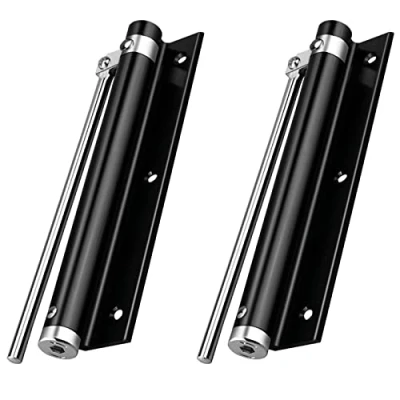 Image de zeng Lot de 2 ferme portes à ressort sécurité, charnières porte réglables en alliage d&#039;aluminium, pour convertir les charnière fermeture automatique (noir pièces)