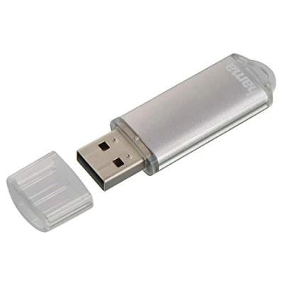 Image de Hama clé USB 2.0 &quot;Laeta&quot;, 128 GB (transfert de données à 15 Mo / s, avec anneau œillet, capuchon verrouillage, pour Windows Macbook, en métal) argent