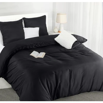 Image de Utopia Bedding Housse de Couette 220x240 cm avec 2 Taies d&#039;oreiller 65x65 (Noir) Parure lit 220 x 240 Ensembles Housses en Microfibre brossée Douce