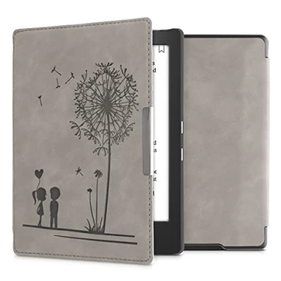 Image de kwmobileÉtui Compatible avec Kobo Aura H2O Edition 1 Coque Étui à Rabat magnétique tabletteeReader Similicuir Gris