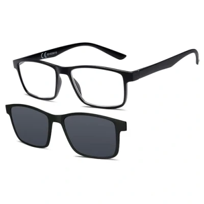 Image de NEW VISION Lunettes de Lecture, avec Clip Magnétique pour Soleil, Protection 100% UVA et UVB, NV8126 Lecture à Hommes Femmes (NOIR, 3, x)