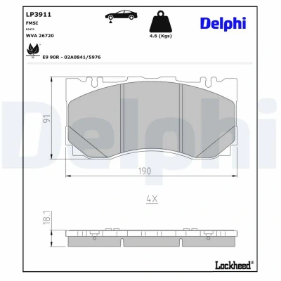 Image de DELPHI LP3911 Jeu de plaquettes frein préparé pour l&#039;indicateur d&#039;usure MERCEDES BENZ: Classe C Berline, T Modell