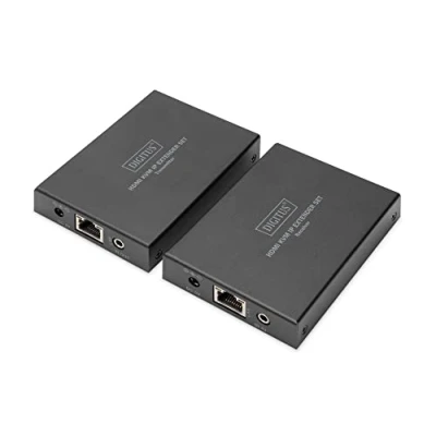Image de DIGITUS DS 55507 Extender KVM HDMI Full HD 1080p 60 Hz 150 m via câble LAN/Illimité Ethernet (compatible IP) Kit : émetteur &amp; récepteur IR infrarouge 1.4 HDCP