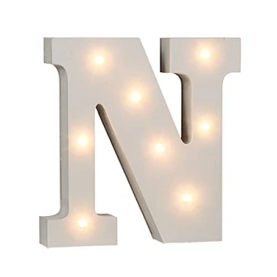 Image de Out of the Blue Lettre lumineuse N en bois, avec 8 LED