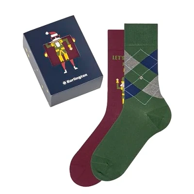 Image de Burlington X Mas Gift Box M SO coton motif fantaisie lot de 2 paires, Chaussettes Homme, Multicolore (Sortiment 0020), 40 46