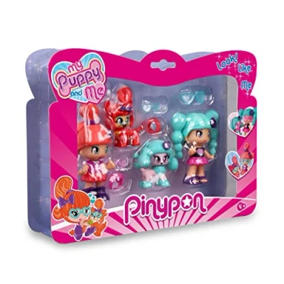 Image de Pinypon Mon Chiot et Moi, Ensemble de 4 Chiffres: 2 Mini poupées Petits Chiens, recommandé pour Les Enfants à 8 Ans (Famosa 700016300)