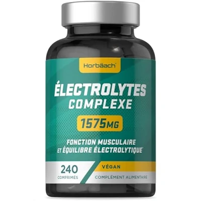 Image de Electrolytes Hydratation 1575mg 240 Comprimés Sans Sucre Avec Sodium, Calcium, Magnesium Potassium Énergie, Fonction Musculaire Sport, Fatigue by Horbaach
