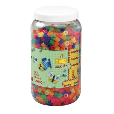 Image de Hama 8542 Loisirs Créatifs Pot 1400 Perles à Repasser Taille Maxi Néon