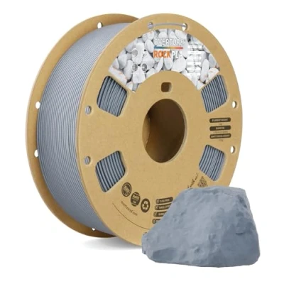 Image de OVERTURE Filament Rock PLA 1.75mm, 1kg(2,2lbs) Marble pour Imprimante 3D FDM, Précision dimensionnelle +/ 0,02 mm (Mist Gray)