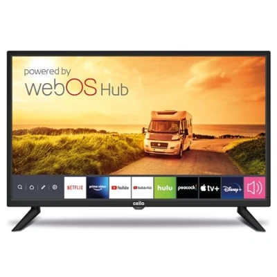 Image de Cello 24″ Smart Camping Voyage TV 12 Volts Triple Tuner Bluetooth. Disney Plus Netflix, Apple Prime Video Paramount Caravanes Bateaux HGVS Fabriqué en Europe (modèle 2023)
