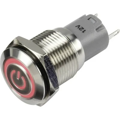 Image de Interrupteur à poussoir CONRAD LAS2GQF 11ZET/R 48 V/DC 2 A IP65 Acier/Rouge