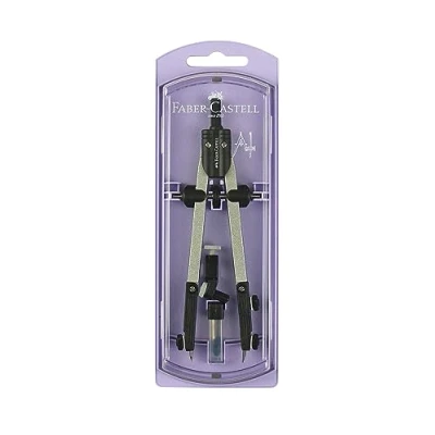 Image de Faber Castell 32722 8 L P Compas à réglage rapide avec vis centrale Articulations sur les deux bras et accessoires de rechange Couleur lavande pastel