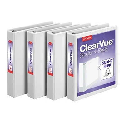 Image de Cardinal 3,8 cm Anneau en D View Binders, Lot de 4, 1 chaque Noir, Bleu, Vert et rouge (29300) blanc