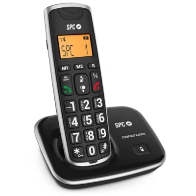 Image de SPC Comfort Kaiser Téléphone Fixe sans Fil Senior avec Touches et Chiffres XL, Son Extra amplifié, 2 mémoires directes, répertoire téléphonique Mains Libres