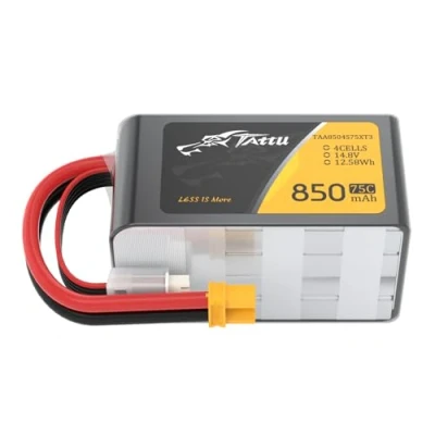 Image de Tattu 4S Lipo RC Batterie 850mAh 75C 14.8V Coque Souple avec Connecteur XT30 pour FPV Batteries Quadcopter Mini Drone Avion Drones