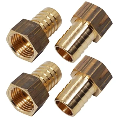Image de SKIR&#039;CO Lot de 4 raccords en laiton cannelés femelles 1/2&quot; x 18 mm, adaptateur tuyau barbelé, connecteur queue tuyau, filetage BSP