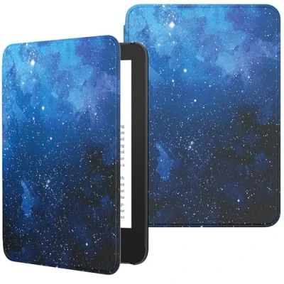 Image de MoKo Étui Compatible avec 6&quot; Kindle(11e Génération Version 2024/2022) &amp; Internationale, Coque Légère Réveil/Sommeil Automatique pour Liseuse Kindle 2024 11e Gén., ÉtoileBleue