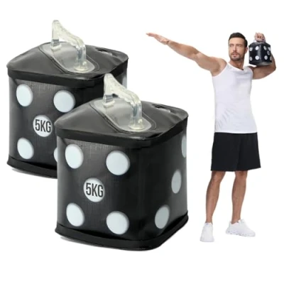 Image de DEIRIS Haltères d&#039;eau 10 KG/Paire, Voyage Haltères, Réglable Remplissables Set, Dés d&#039;exercice amusants pour Adaptés au Fitness à Domicile et la Musculation
