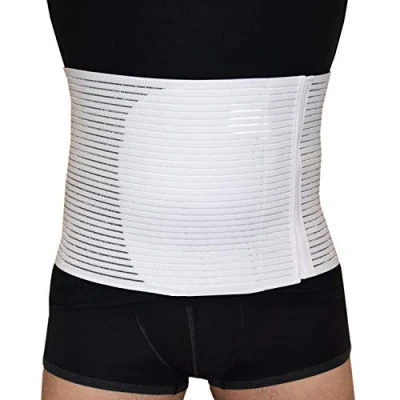 Image de BODYPERFECT Orthèse de compression pour l&#039;estomac Bandeau abdominal Post opératoire Unisexe Correcteur opérationnel Soulage les maux dos Fermeture réglable L BLANC