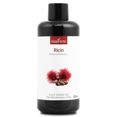 Image de Ricin Huile Végétale Vierge BIO Flacon en verre Première pression à froid 200mL