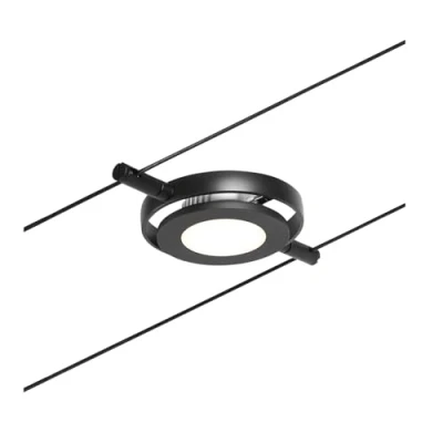 Image de Paulmann 944.19 94419 CorDuo Spot LED Rond Mac DC avec 1 câble métallique Extensible de 4,5 W Noir Mat, chromé 3000 K
