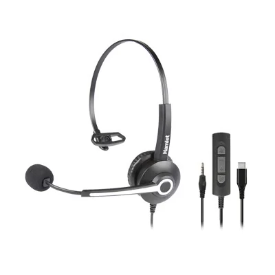 Image de Hamlet HHEADM CJM écouteur/casque Avec fil Arceau Bureau/Centre d&#039;appels USB Type C Noir Neuf