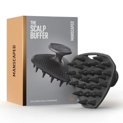 Image de Brosse exfoliante pour tête en silicone hommes MANSCAPED® The Scalp Buffer à cheveux nettoyante et exfoliante, conception portable un massage doux du cuir chevelu (1 paquet)