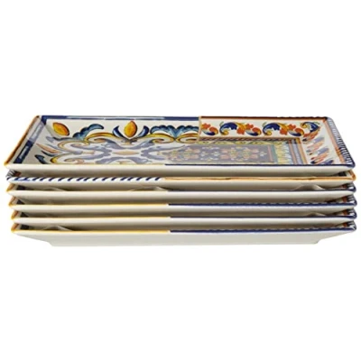 Image de H&amp;h set 6 piatti rettangolari positano in stoneware decorato cm 25x15