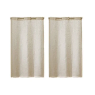 Image de Linder 0169 /29/475RI Paire de Vitrages Droits Kaolin Beige Naturel Rivets 55 x 120 cm