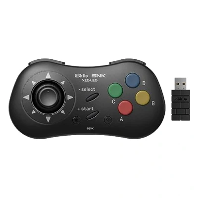 Image de 8Bitdo Manette Noire Bluetooth Style SNK Neo Geo CD Compatible PC Windows, Android &amp; Mini