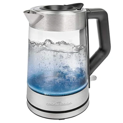 Image de Bouilloire PROFICOOK WKS 1190 verre, acier inoxydable 1,7 Litres sans fil socle 360 degrés