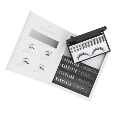 Image de Starter kit pour extensions de cils en grappe à appliquer soi même la maison Nanolash 36 grappes + bonder sealer remover applicateur (Noir, HARMONY)