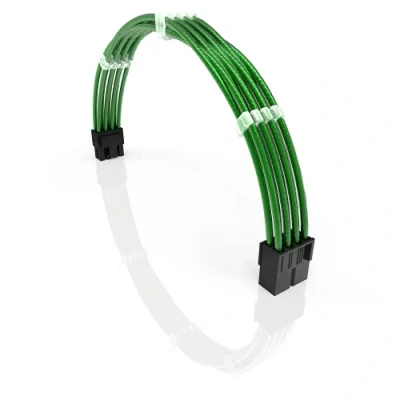 Image de LINKUP 50cm 8 Broches (6+2) GPU PCI E PSU Alimentation Câble d&#039;Extension PC Mod Personnalisé à Manches Tressées avec Peigne Pack Unique 500mm Vert Métallique