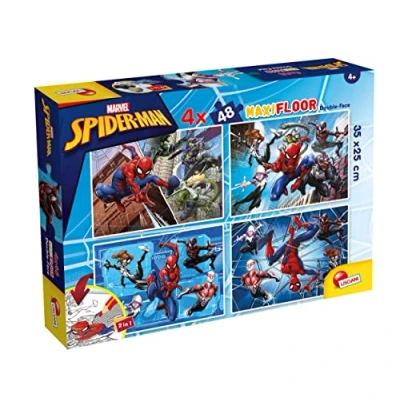 Image de Liscianigiochi MARVEL PUZZLE DF, 100385, Rompecabezas de Doble Cara MAXIFLOOR 4x48 Spiderman