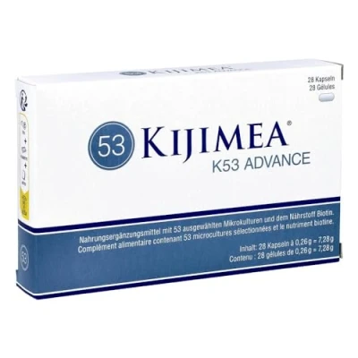 Image de Kijimea® K53 Advance gélules de bactéries intestinales à haut dosage 53 souches microcultures sélectionnées dans la flore intestinale avec biotine &gt;500 milliards d’UFC par boîte 28