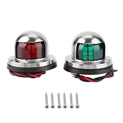 Image de LED Feu De Navigation, 1 Paire Rouge Et Vert Navigation Signal Lampe Sidelight pour Marine Bateau Yacht Accessoire