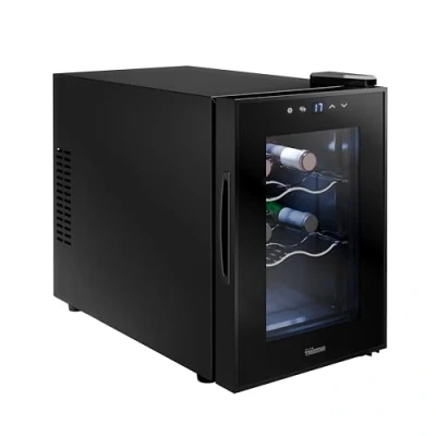 Image de Tristar Cave à vin thermoélectrique Grande Saignée, Pour 6 bouteilles maximum, Silencieuse &amp; stable, Porte en verre, 3 niveaux, Écran LED tactile, Éclairage intérieur, WR 7506