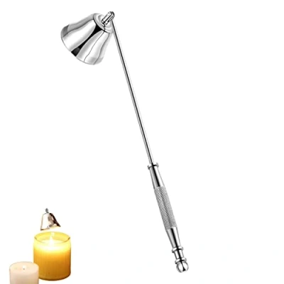 Image de TFSYLISA Éteignoir à Bougie,Accessoire De Bougie en Acier Inoxydable avec Longue Poignée,Outil Forme Cloche pour Eteindre Bougies Sécurité Argent