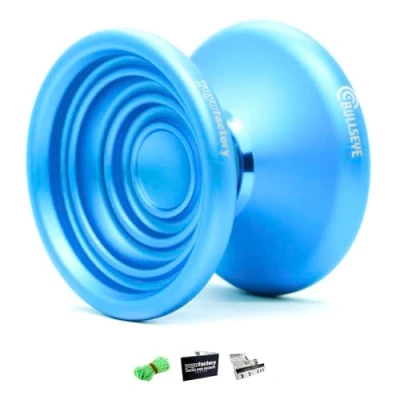 Image de YoyoFactory Bullseye Yo Bleu (DNA Trucs, Yoyo en métal, Ficelle, Roulement à Billes et Instructions Incluses)