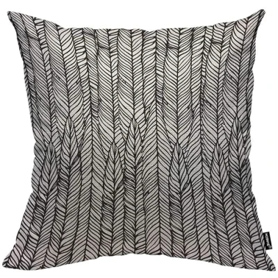 Image de Housse de coussin en coton et lin Motif feuilles Noir blanc 45 x cm