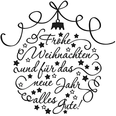 Image de Rayher 28984000 tampon Expression &quot; Frohe Weihnachten &quot;, scrapbooking en forme de boule noà«l, base bois &amp; surface caoutchouc naturel, lettre 7 cm x cm, pour les cartes nature/noir