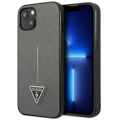 Image de Guess GUHCP13SPSATLG Coque Rigide pour iPhone 13 Mini 5,4&quot; Motif SaffianoTriangle Argent