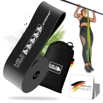 Image de Wild Instincts Pull Up Bands avec Sac 5 Bandes d&#039;entraînement Individuelles et en Set de résistance Guide WebApp pour la Musculation Freeletics (Strong+)