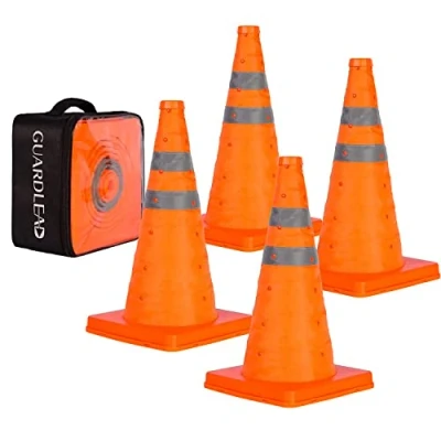 Image de cônes de sécurité signalisation pliables pop up polyvalents avec cercles réfléchissants pour le stationnement routier multi usages (4, 45cm)