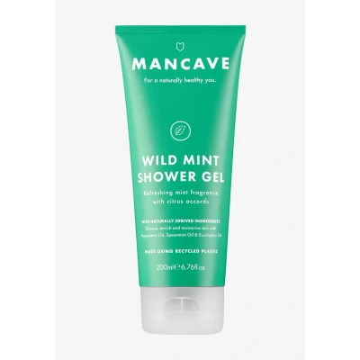 Image de ManCave Gel Douche Menthe Sauvage Hommes 200 ml, Arôme Énergisant et Frais de Citron, Poivrée Huile d&#039;Eucalyptus, Naturel avec L Arginine, Sans Sulfate ni Parabène, Vegan