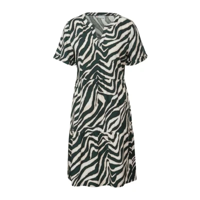 Image de Street One A144563 Robe Tunique à Motifs, Vert pin Grove, 36 Femmes