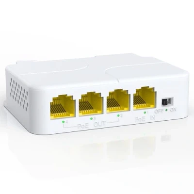 Image de YuanLey 4 Port POE Extender Gigabit avec 3 Out, IEEE 802.3af/at Mini Canaux Répéteur 1000Mbps, Mur and Din Rail Monter Passthrough Amplificateur/Booster, Plug Play