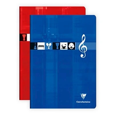 Image de Clairefontaine 3117C Un Cahier Agrafé de Musique et Chants A4 21x29,7 cm 48 Pages Grands Carreaux Portées avec lignes Papier Blanc 90 g Couverture Carte Pelliculée Couleur Aléatoire